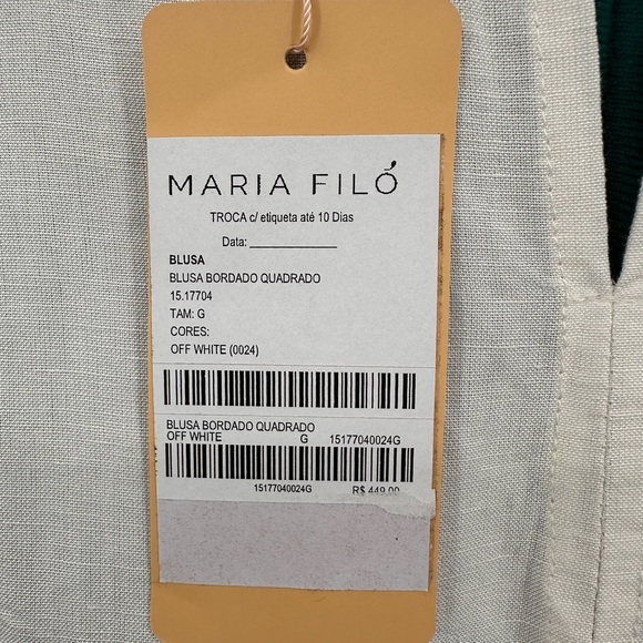 Maria Filo Long Sleeve Peasant Embroidered Linen Blend Blouse NWT. - Picture 7 of 11